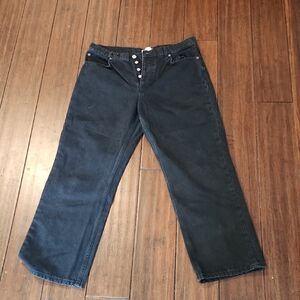 Zara Charcoal Wide leg Denim Trousers